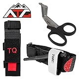 ATG Tactical Tourniquet & Trauma Medical Shear Pouch MOLLE PALS Duty Belt Loop EMT EMS PVC Rubber Patch (Combo Kit, Black)