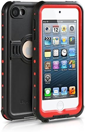 Waterproof Case for iPod 6/iPod 5, LYNXTECH Waterproof Shockproof Dirtproof Snowproof Case Cover with Kickstand for iPod Touch 5th/6th Generation (Red)