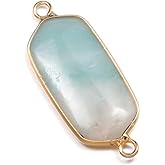 Natural Stone Connectors Rectangle Pendants Links Amazonite Charm for Jewelry Making 4 Pcs