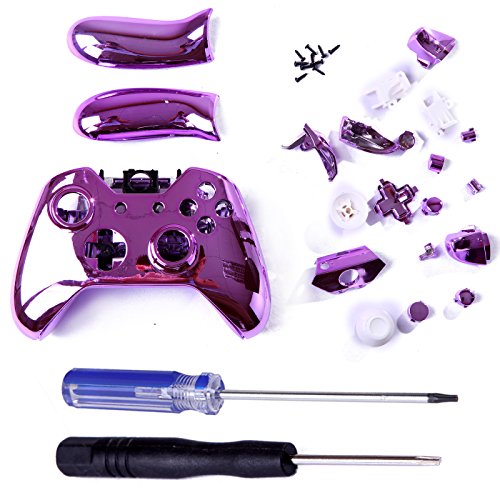 HDE Xbox One Controller Pink Chrome Shell Case Wireless Gaming Replacement Cover Kit with Screwdriver Set