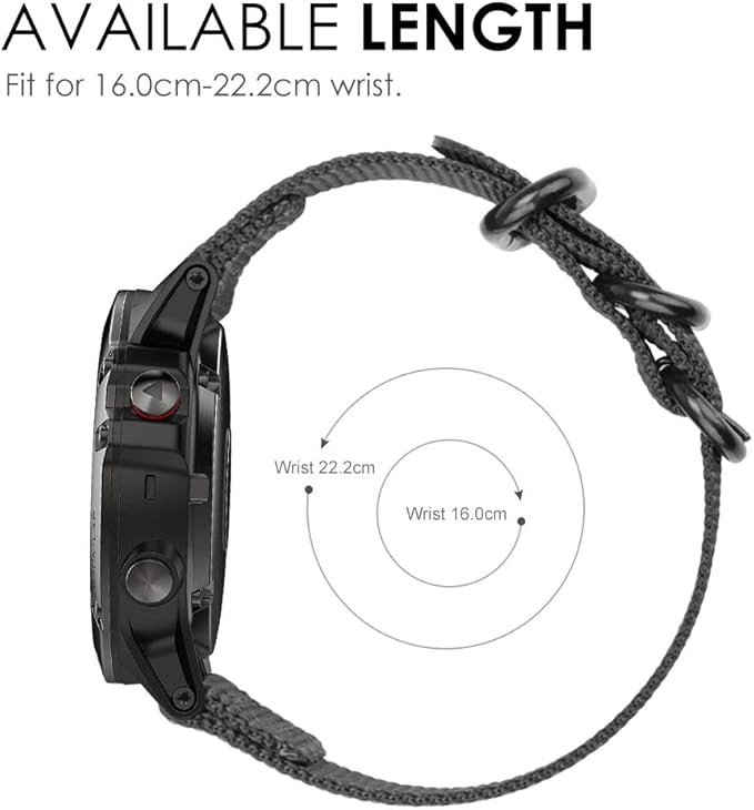 FINTIE Correa Compatible con Garmin Fenix 6X/Fenix 3/Fenix 3 HR/Fenix 5X - 26mm Pulsera de Repuesto de Nylon Tejido Banda con Hebilla de Metal,