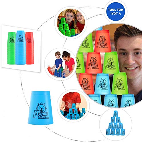 Erlsig Quick Stacks Cups 12 Pack of Sports Stacking Cups Speed Training Game Challenge Competition Party Toy with Carry Bag (Purple) - Thumbnail 2