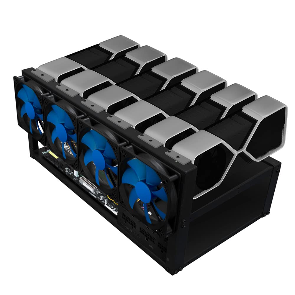 Kingwin Miner Rig Case W/ 6 GPU Mining Frame - Expert Crypto Mining Rack W/Placement for Motherboard for Mining - Air Convection to Improve GPU Cryptocurrency Test Bench PC Case