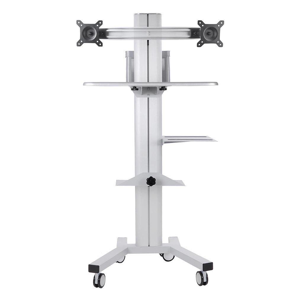 AW Rolling Desktop PC Mobile Cart for Dual Monitor 4Wheel Printer