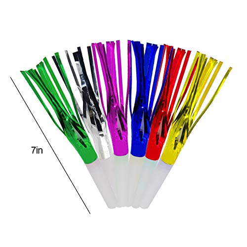 Iceyyyy 48 Pcs Party Horns Party Blowers Party Squawkers Glitter Party Fringed Noisemaker Blowouts Whistles for Birthday, Wedding, Chistmas, New Year Party