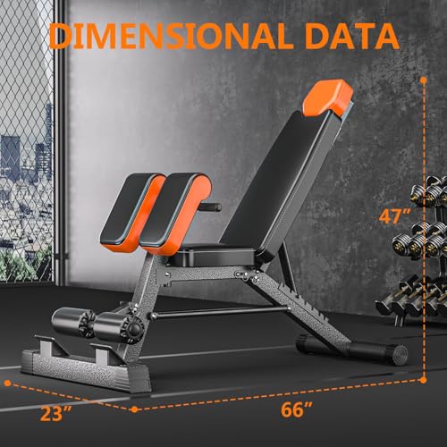 HAMACOUST Three-in-One Weight Bench – Multi-Functional Full Body Workout Equipment[800LBS]: Hyperextension, Roman Chair, Adjustable Sit-Up Bench, Incline & Decline Bench, Flat Bench For Home Gym