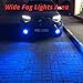 Alla Lighting 2800lm 5201 5202 LED Fog Light Bulbs or Daytime Running Lights DRL, Super Bright COB-72 SMD PS19W 12085 PS24W 9009 Replacement, 8000K Ice Blue