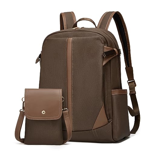 Mochila monedero para mujer en cuero PU-Khaki/marrón