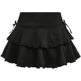 SHENHE Girl's High Waisted Mini Tiered Skirts Ruffled Lettuce Trim Tie Side Cute Bow Skirts