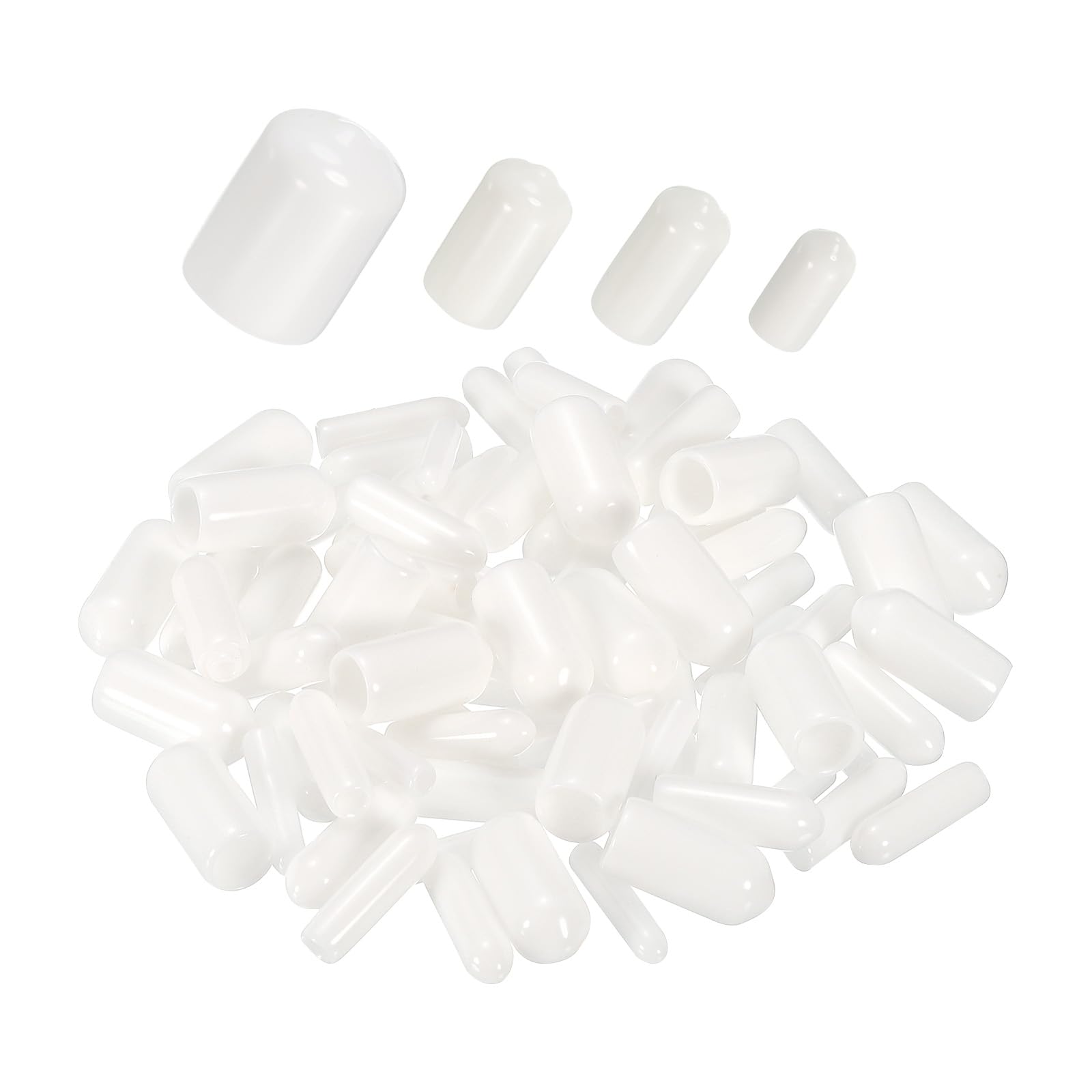 DMiotech 40 Pack 9/32" 3/8" 1/2" 13/16" ID White Screw Thread Protectors Rubber End Caps Bolt Covers for Screw Bolt Furniture Pipe