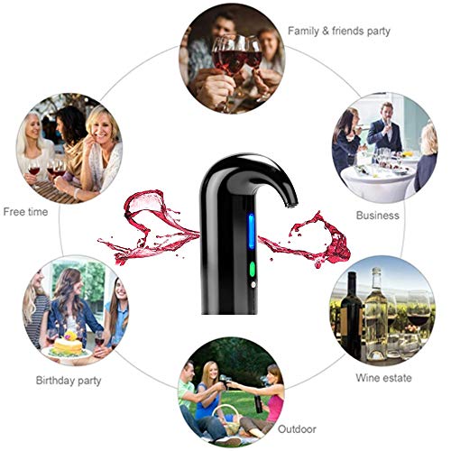 YKiMi Electric Wine Aerator Pourer, Multi-Smart Automatic Wine Oxidizer Dispenser USB Rechargeable Spout Pourer, Instant Oxygenation