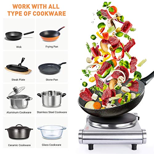 SUNAVO Electric Single Burner 1500W Hot Plate for cooking - Upgraded Version