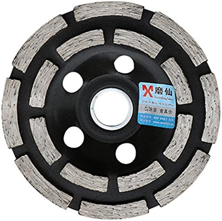 Elome 4" 100mm Diamond Grinding Cup Wheel Disc Premium Grade Segment Double Row Grinder Concrete Granite Stone Ceramic with 6/8" 20mm Thread, Black