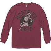 Ripple Junction Grateful Dead Men's Long Sleeve T-Shirt Skeleton W/Top Hat & Cane Cotton Crew Neck Officially Licensed