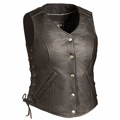 First Manufacturing Mens Honey Badger Women's Leather Vest (Black, X-Small)