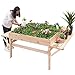 Giantex Garden Raised Bed Wood Flower Elevated Gardening Planter w/ 2 Side Platforms Plant Workstation