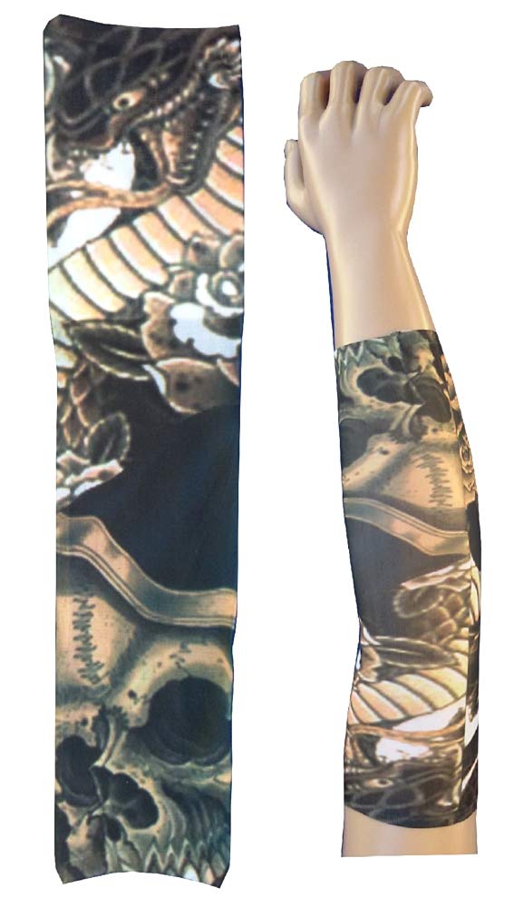 Tattoo Sleeve - Sleeve - Fake Tattoo - Skeleton - Skull - Death - Dragon - Reptile - Snake - Rose - Tatoo - Half Sleeve - Tribal - Christmas Birthday Gift Idea - W98 - Ts93