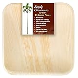 Simply Greenware Palm Leaf Plates 10 Inch | 25 Count | Sturdy & Premium Quality Square Plates | 100% Compostable Disposable & Better than Bamboo Plates | Dinner Lunch Steak Parties Picnics & Events !