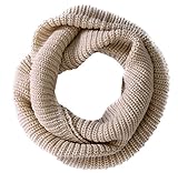 Kobwa(TM) Creamy White WomenComfortable Soft Warm Wool Knit Infinity Scarves Loose Loop Circle Scarf Wrap with Keyring