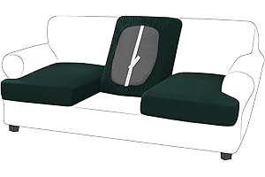 molasofa T-Cushion Sofa Seat Slipcovers Set, Couch Protector for Sectional, Armchair, Loveseat - Stretch Spandex Fabric (3 Cushion Sofa,Dark Green)