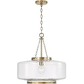 Capital Lighting 355311AD Landon Organic Hammered Glass Cloche Pendant Ceiling Light, 1-Light 100 Watt, 21" H x 20" W, Aged B