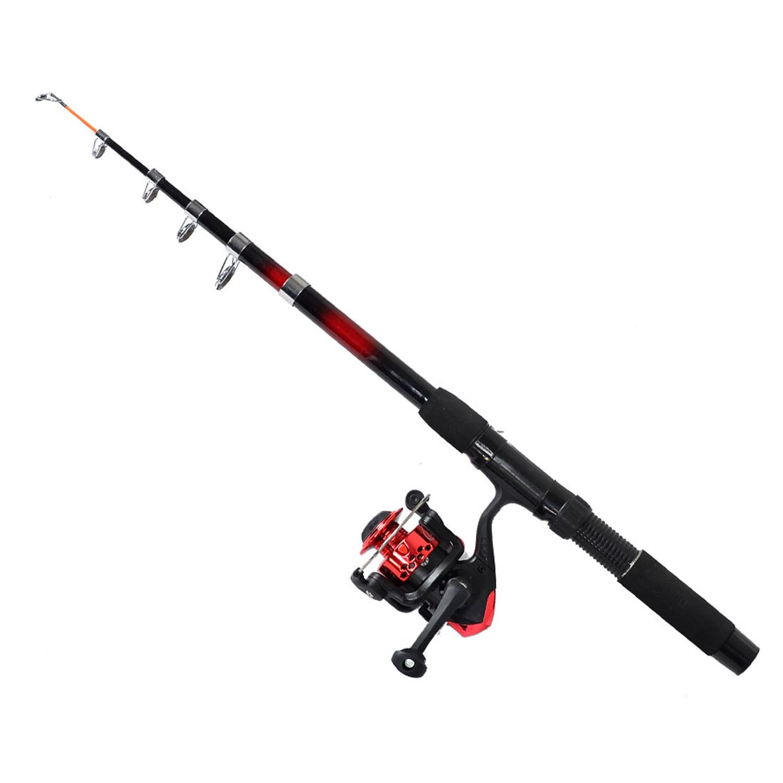 Telescoping Fishing Rod 2M 6 Sections w Black Red Casting