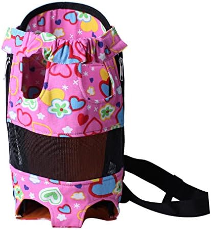 Yicat Lovely Pet Dog Carrier Five Holes Front Chest Backpack,Pink/Heart (Medium)