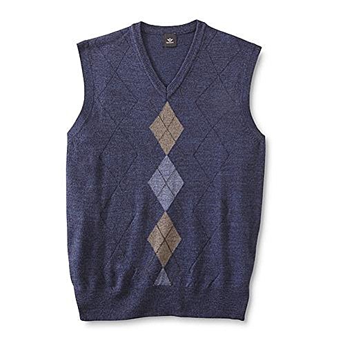 Men's Sweater Vest - Argyle (M, Blue)