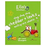Ella's Kitchen Organic Chug Chug Chug Cheddar & Leeks Mutligrain Wheels 12mth+ (4 per pack - 60g)