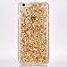Blingy's iPhone 6/6S Case, Sparkling Gold Bling Bling Flexible Soft Clear Case with Gold Leaflets Built-in for iPhone 6/6S- Retail Packaging (Gold Flakes)