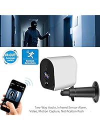 Cámara alimentada por batería Sistema de seguridad para el hogar con cámara WiFi BIZGOOD, visión nocturna, exterior en interiores, video HD con detección de movimiento, funciona con Alexa, conversación de audio bidireccional, IP66 a prueba de agua, ranura