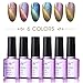 Beau Gel Soak off UV LED Gel Nail Polish, 6 Colors 3D Cat Eye Chameleon Color Changing Gel Polish Manicure Nail Salon Set plus Free Nail Magnet Stick #06