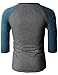 H2H Men's Color Blocked Three-Quarter Sleeve Baseball Jersey Knit Shirt CHARCOALBLUE US S/Asia M (CMTTS0174)