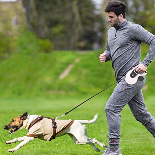 voopet Retractable Dog Leash, 360°Tangle Free Strong Nylon Ribbon Extends 16ft - Heavy Duty Pet Walking Leash with Free Waste Bag Dispenser and Bags for Small Medium and Large Dogs (Whtie) - Thumbnail 4