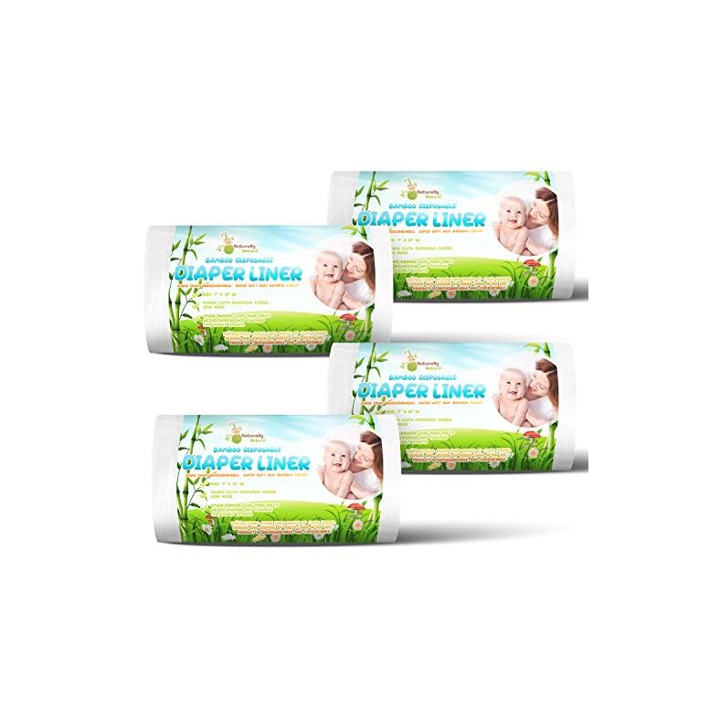 Naturally Natures Bamboo Diaper Liners 400 Sheets (4 Pack) Gentle and Soft, Chlorine and Dye-Free, Unscented…