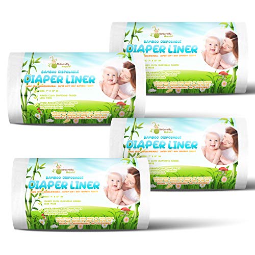 Naturally Natures Bamboo Diaper Liners 400 Sheets (4 Pack) Gentle and Soft, Chlorine and Dye-Free, Unscented, Biodegradable Inserts (Set of 4) 400 Liners (Best Flushable Diaper Liners)