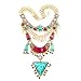Miraculous Garden Womens Vintage Alloy Gold Long Boho Bohemian Necklace Ethnic Tribal Boho Necklace Geometry Red Turquoise Beads Statement Necklace Jewelry Sets for Women. (2)