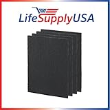 LifeSupplyUSA 4 - Pack Carbon Filter Compatible with Fellowes HF-300 CF-300(9372101) Fellowes AeraMax 300 Air Purifier 9324201