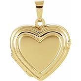 Sonia Jewels Solid 14k Yellow Gold 17.9x17mm Heart Locket Pendant Charm Holds Pictures (17mm x 17mm)
