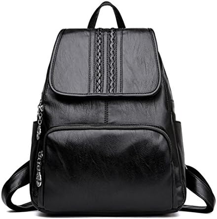 Luxury Leather Women Backpack Weave School Backpack For Teenager Girl Large Capacity Multifunction Shoulder Bag Black 12 Inches