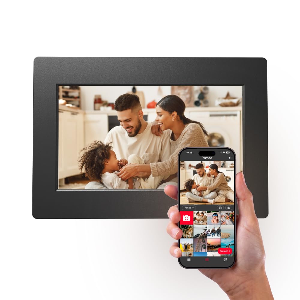 AGFAPHOTO - Realiview APF700WIFI - Digital Photo Frame with Wi-Fi Connection - Frameo App, 7-inch HD Touchscreen, 32GB Memory, Weather and Clock Functions - Black