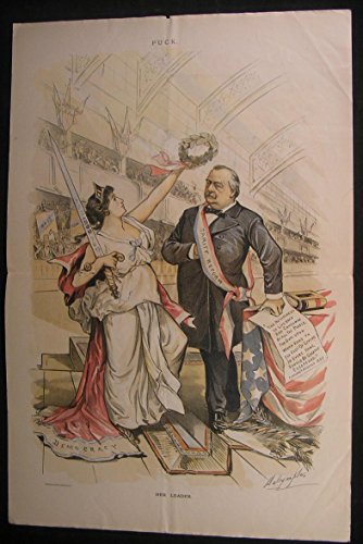 Joyous Democracy Grover Cleveland Reformer 1892 antique color lithograph print