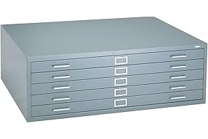 Safco 5-Drawer Flat File Organizer for Construction, Design, Architecture, Engineering & 30" x 42" Large Documents, Gray