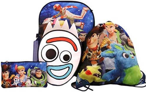 Toy Story 4 5-Piece Set - Backpack Lunch Kit Cinch Bag Gadget Case and Water Bottle