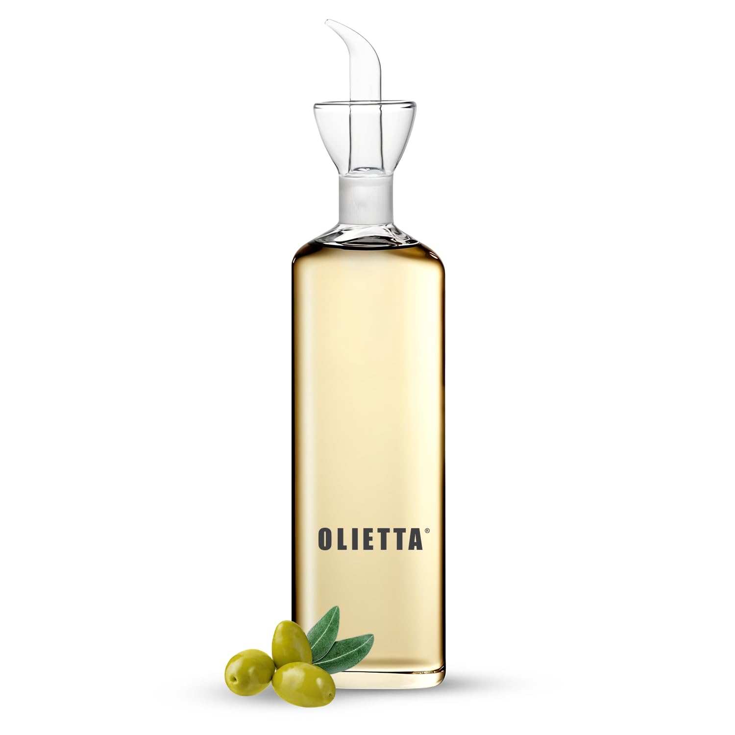 Olietta Oil Dispenser Borosilicate Glass Olive Oil Bottle - 500ml Non Drip Dispenser - Leak Proof Pourer Vinegar Drizzler - Easy Clean Drip Free Bottles for Kitchen