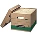 Bankers Box 12 Pack STOR/FILE Medium-Duty 100% Recycled File Storage Boxes, FastFold, Lift-Off Lid, Letter/Legal, Kraft/Green