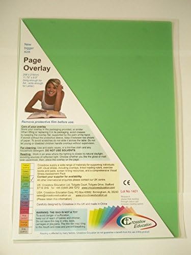 Grass Green Dyslexia Page (11.75 x 8.5") Colored Overlay: Dyslexia, Visual Stress, Reading