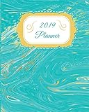 2019 Planner: Calendar Schedule Organizer and Journal Notebook Marble Blue Cover (January 2019 throu by 