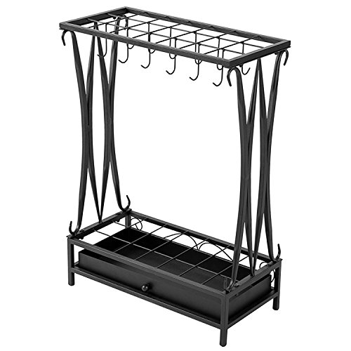 Modern Black Metal Umbrella Stand Holder Storage Rack With Removable