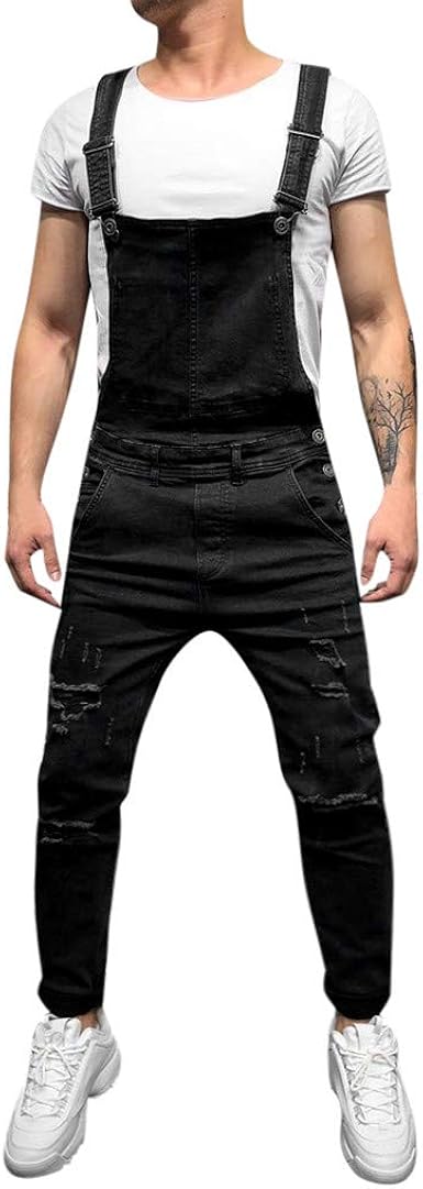 mens blue jean jumpsuit